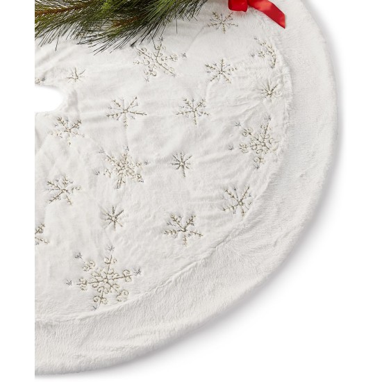  White Sequins & Snowflakes Tree Skirt