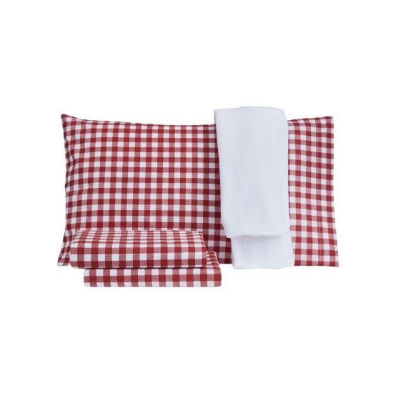 Holiday Microfiber 3 Pc Twin Sheet Set with Throw Bedding, Red, Twin