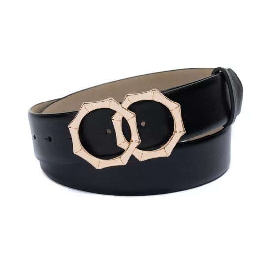 Concepts Double-Circle Bamboo-Buckle Belt, Black, Large