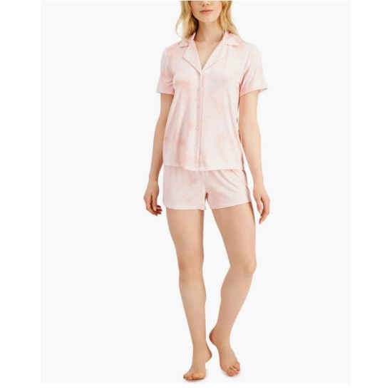 International Concepts Printed Knit Pajama Shorts Set Tie-dye