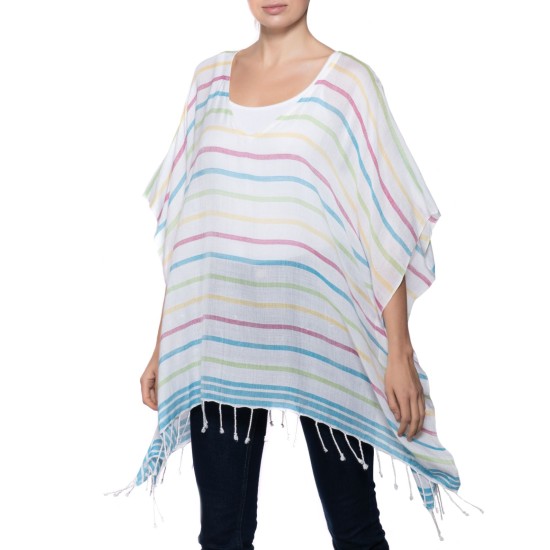  Concepts Striped Poncho Rainbow, One Size, Multi