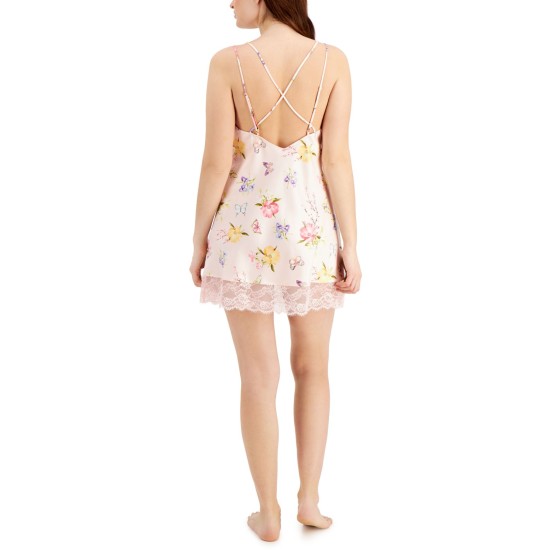  Women’s Lace-Trim Floral Chemise Nightgowns, Butterfly Flora, Small