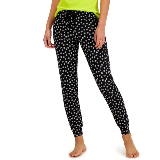  Women’s Knit Jogger Pajama Lounge Pants, Black, Medium