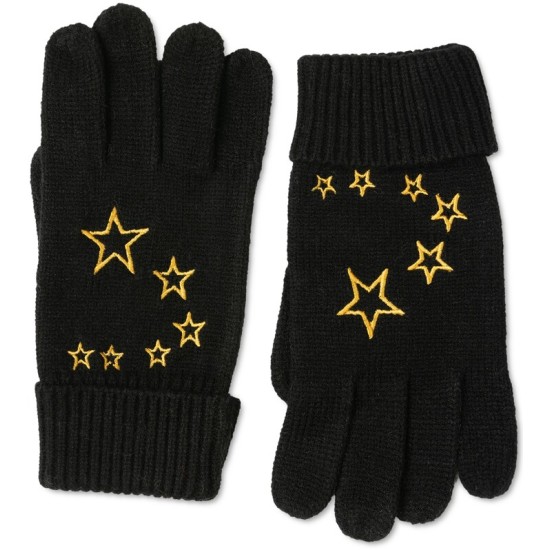  Embroidered Gloves, Black,  One Size