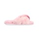  Women’s Faux-Fur Solid Crossband Slippers, Pink, X-Large
