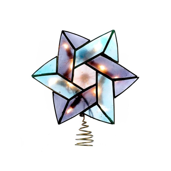 10-Light Star of David Capiz Colored Christmas Treetop, 8.5”