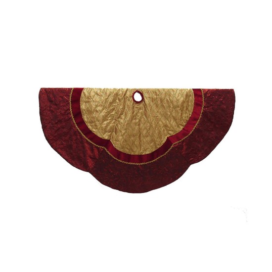  72-Inch Red and Gold Criss-Cross Scallop Tree skirt