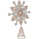  Tin and Plastic Jewel Snowflake Treetop, Gold, 12.5in