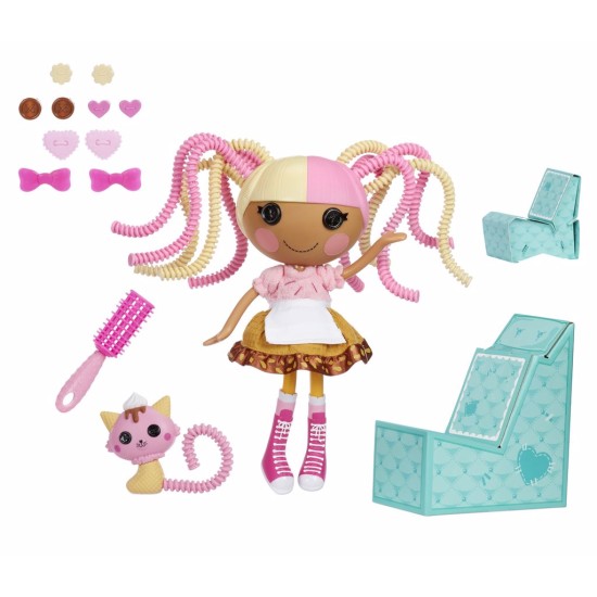  Silly Hair Doll Scoops Waffle Cone with Pet Cat Playset, 13″ Ice Cream Theme Doll with Multicolor Hair & 11 Accessories in Reusable Salon Playset Package, Toys for Girls Ages 3 4 5+ to 103