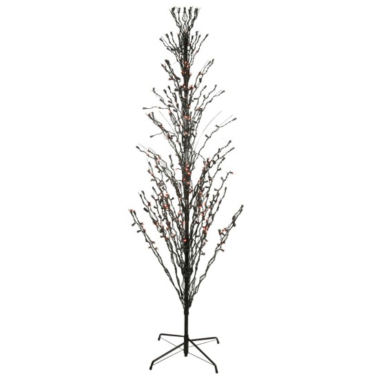   9' Slim Cascade Twig Artificial Halloween Tree - Pre-Lit Orange LED Lights