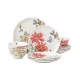  Butterfly Meadow Holiday 12 Piece Dinnerware Set, Red/Green