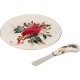  Winter Greetings Cheese Plate And Knife Set, Ivory