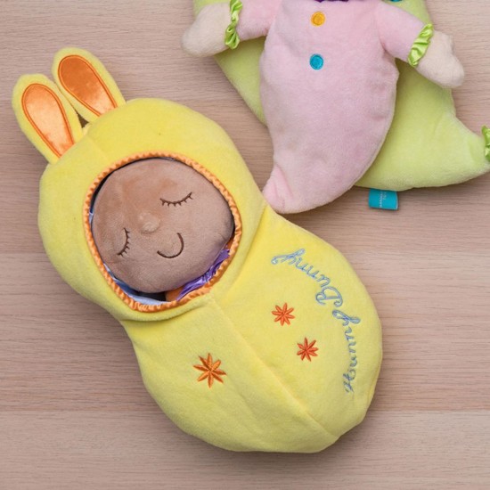  Snuggle Pod Hunny Bunny Beige First Baby Doll with Cozy Sleep Sack