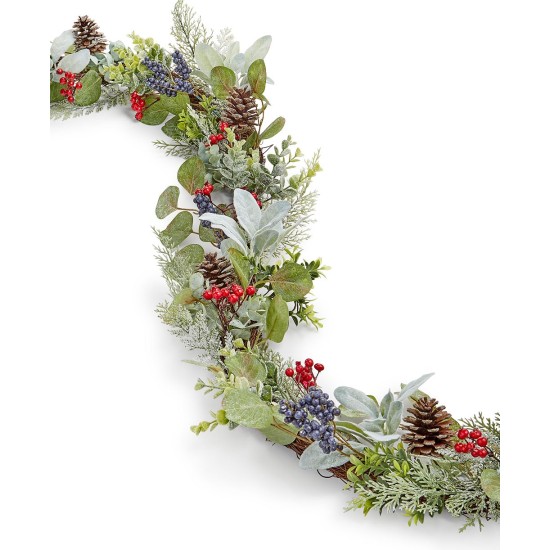  Birds and Berries with Red and Blue Berries, Eucalyptus, and Cedar Garland