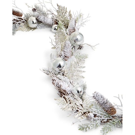  Woodland Shimmer Branch and Silver-Tone Ornament Garland
