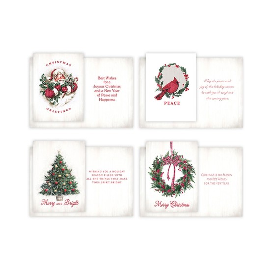  16-Count Boxed Assorted Christmas Cards, 4 each of 4 Different Designs, 6.25 x 4.62, Christmas Past