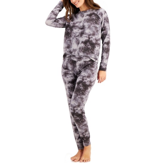 Matching Women’s Tie-Dyed Family Pajama Set, Gray, Medium