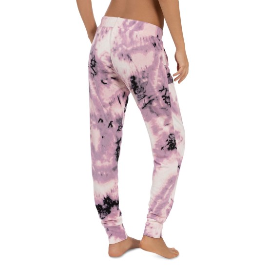 Midnight Bakery Women’s Tie Dyed Sleep Jogger Pants, Purple, Medium
