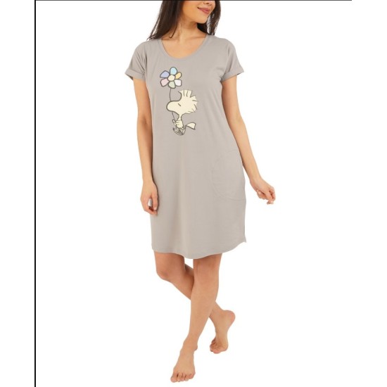  Peanuts Woodstock Sleep Shirt Nightgown, Gray, 2X-Large