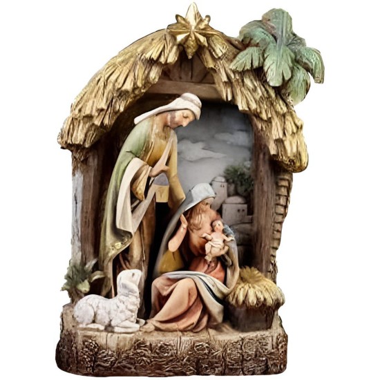  Holy Family in Creche Christmas Decoration Figurine