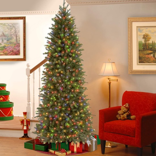  6 .5′ Feel Real Jersey Fraser Pencil Slim Fir Tree with 550 Multi Lights