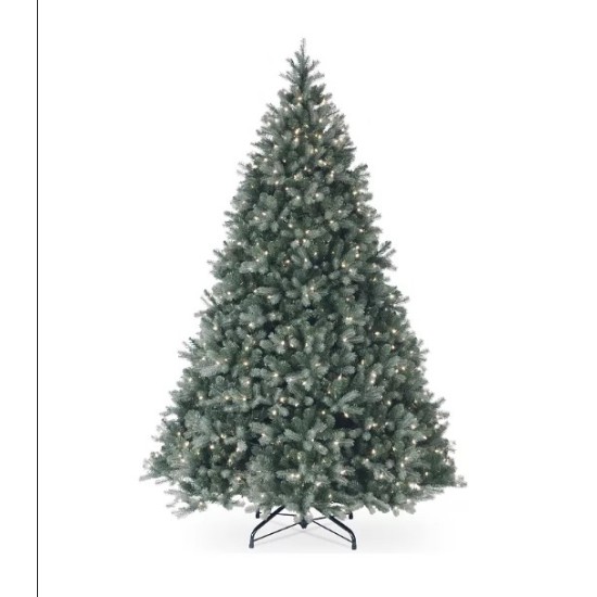 National Tree 9′ Feel Real Downswept Douglas Blue Fir Hinged Tree with 900 Clear Lights