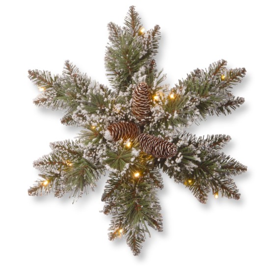  Company 18″ Glittery Bristle Pine Snowflakes with 6 Cones & 15 War