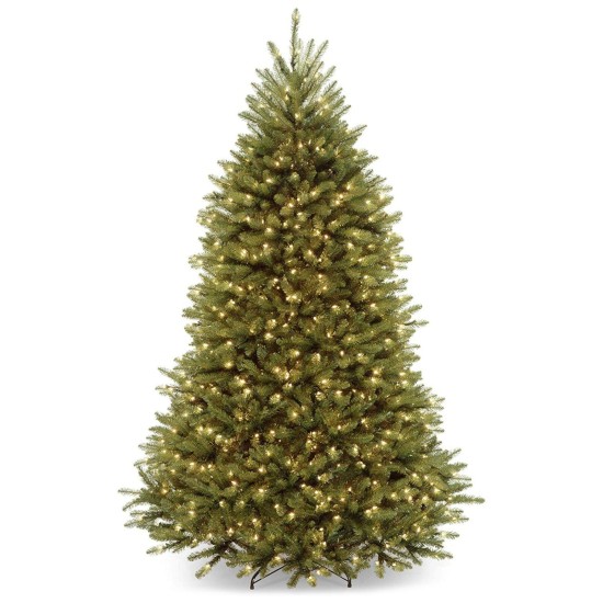  7.5′ Dunhill White Fir Hinged Tree With 750 Clear Lights, Green