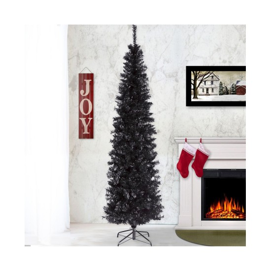  Artificial Christmas Tree, Includes Stand, 6 feet, Black