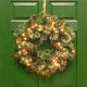  Pre-Lit Artificial Christmas Wreath, Green, Crestwood Spruce, White Lights, Decorated with Pine Cones, Berry Clusters, Frosted Branches, Christmas Collection, 24 Inches