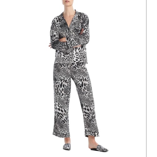  Animal Print Satin Pajama Set