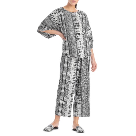  Women’s Animal Print Pajama Set, Black, Medium