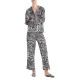 Women’s Animal Print Satin Pajama Set, Black, X-Small