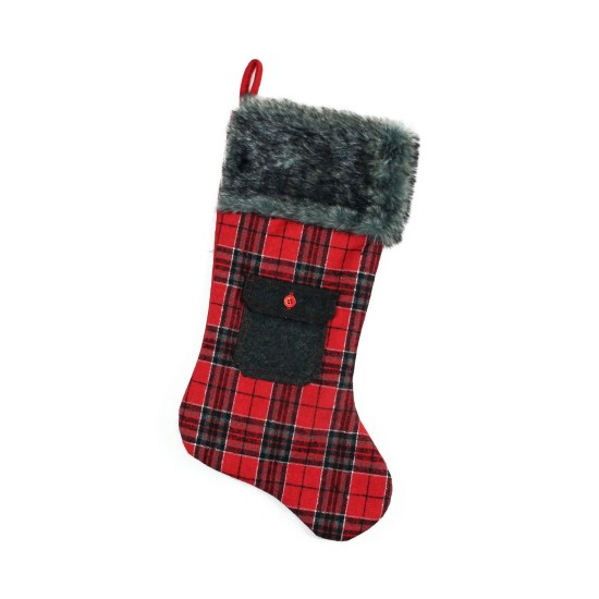  20.5″ Red and Black Plaid Christmas Stocking