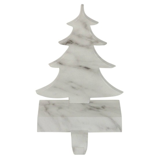  Marbled Christmas Tree Stocking Holder, White