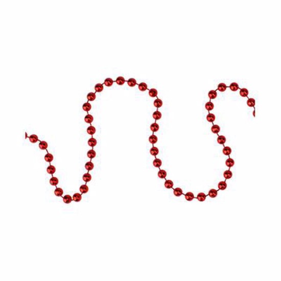  Shiny Metallic Faceted Crimson Red Beaded Christmas Garland, 15′ x 6mm