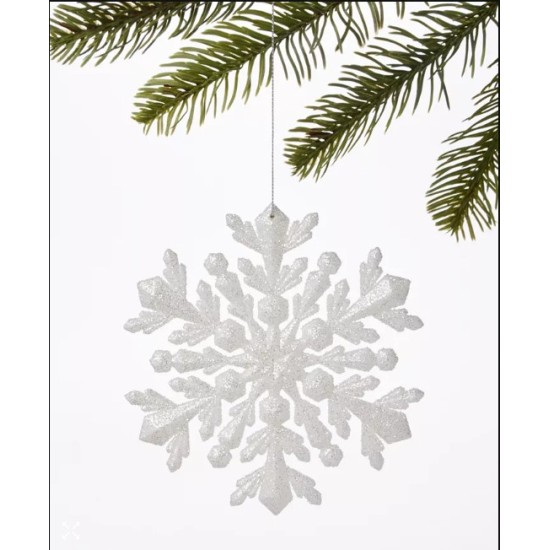 oliday Lane Glittered Plastic White Snowflake Ornament