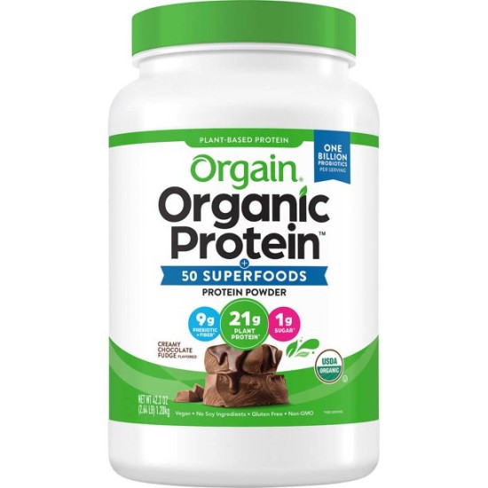  Organic Protein and Superfoods Plant Based Protein Powder, Creamy Chocola
