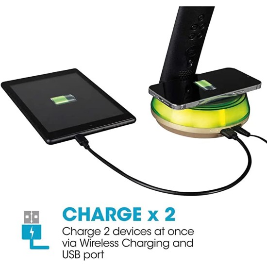  Wellness Series Wireless Charging Lamp -Black & Gold