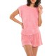 Papinelle Women's French Terry Short Pajama Sets, Pink, Medium