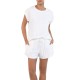 Papinelle Women's French Terry Short Pajama Sets, White, Large