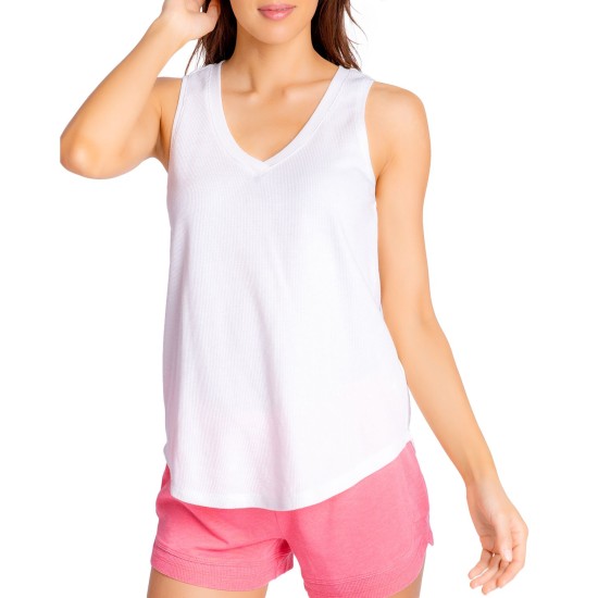  Women’s Loungewear Everyday Lounge Tank Pajama Top, Ivory, Medium
