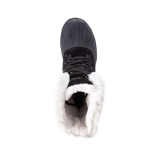 Women’s Lumi Tall Lace Snow Boot, Black/White, 9