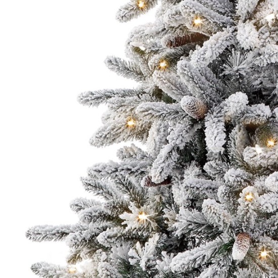  7 ft. Pre-Lit Flocked Bennington Fir Artificial Christmas Tree