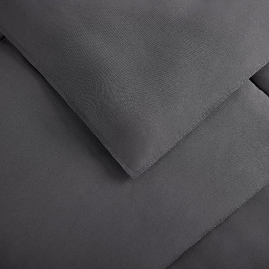  Simply Clean Ultra Soft Hypoallergenic Solid 3 Piece Comforter Set, Full/Queen, Grey