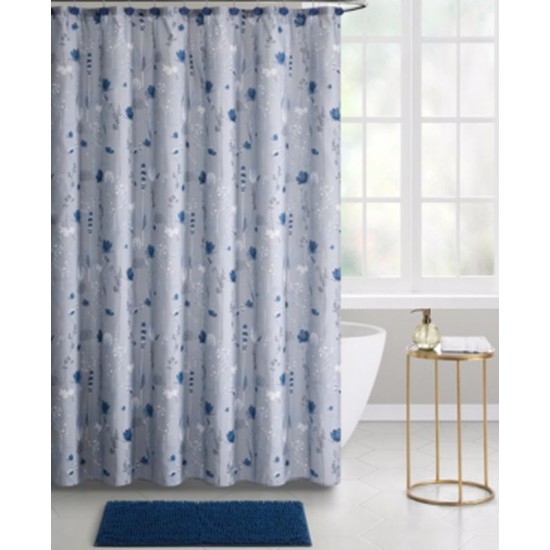  Begonia 14-Piece Shower Curtain Bath Set Bedding, Blue