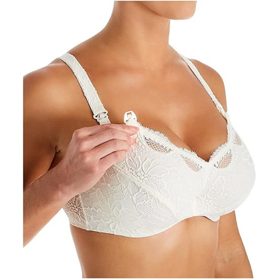  Women’s Maternity Bra with Removable Wire, Ivory, 32F