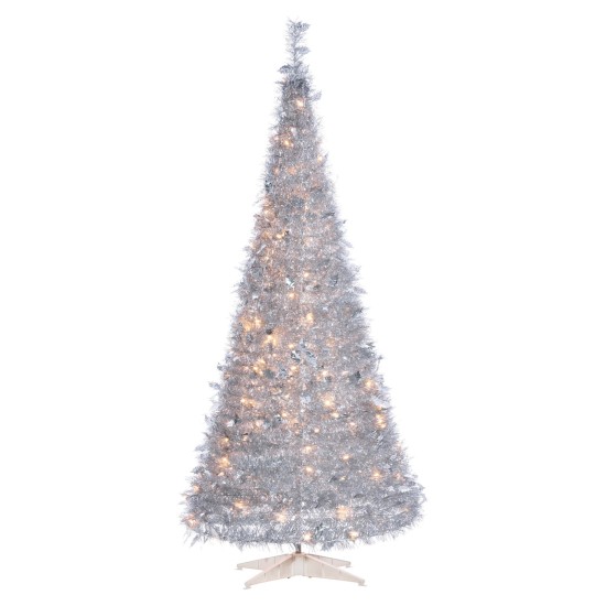  Multi-color Prelit LED Silver Decorated Spruce Christmas Tree, 6′