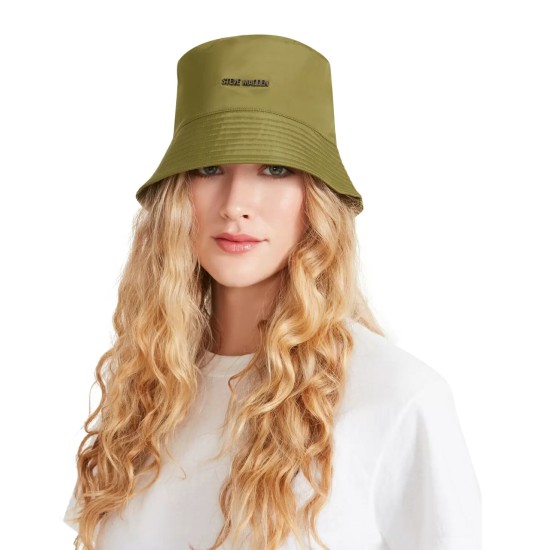  Satin-Lined Bucket Hat, Olive, One Size