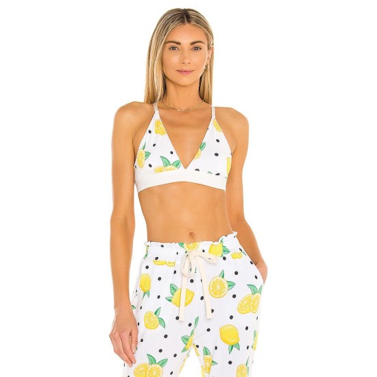 Stripe and Stare Printed Triangle Bralette, Yellow, Large